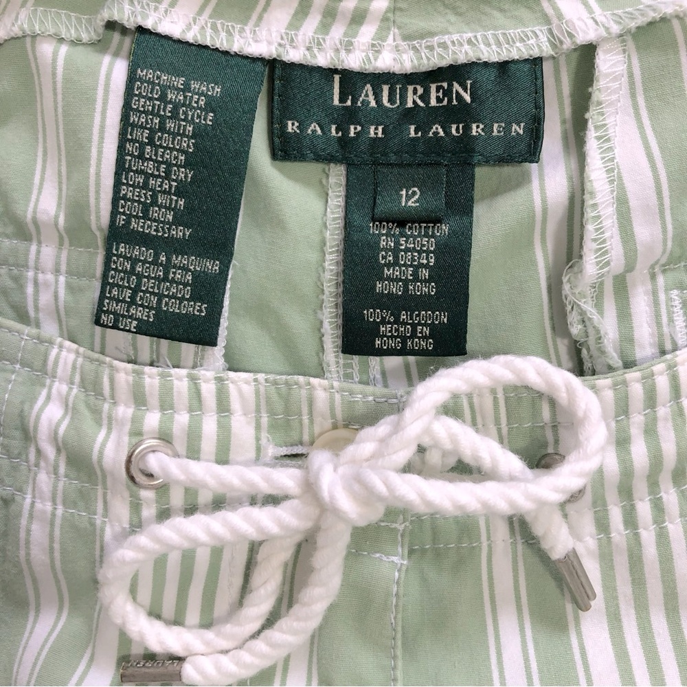 Lauren Ralph Lauren Striped Wide Leg Cropped Cotton Pants - Picture 4 of 4